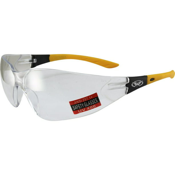 Global Vision Rider Plus Yellow Foam Pad Safety Glasses Sun Night Driving Z87+